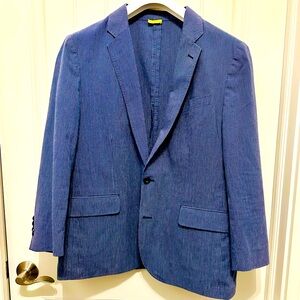 J. Crew Ludlow Navy Pinstripe 42s Sport Coat Cotton Linen blend, Unstructured